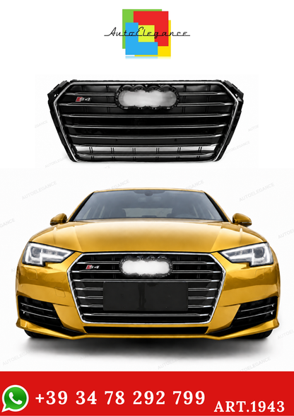 💫ART.1943 GRIGLIA PER AUDI A4 B9 2015-2019 LOOK S4 NERA PROFILI CROMATI💫