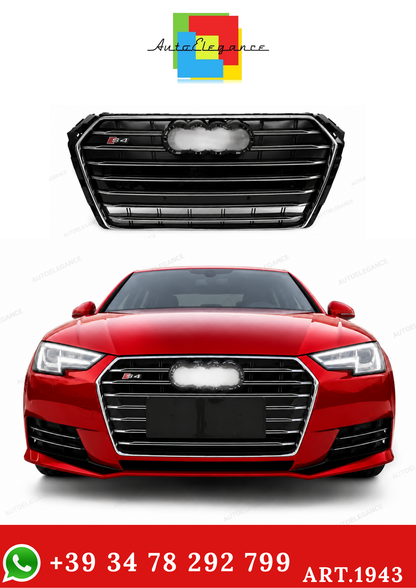 💫ART.1943 GRIGLIA PER AUDI A4 B9 2015-2019 LOOK S4 NERA PROFILI CROMATI💫