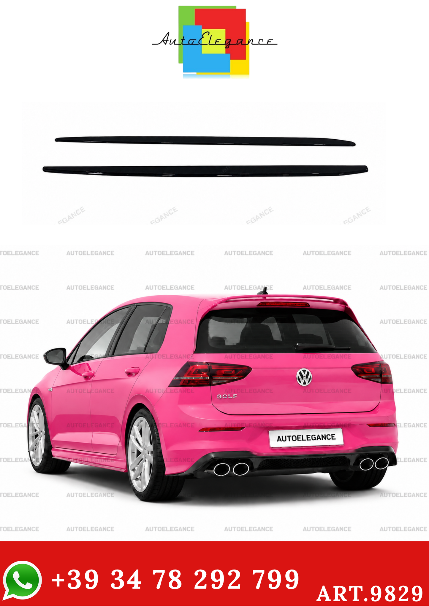 💫ART.9829 Sotto Minigonne Nero Lucido per Golf 7 2012-2020💫