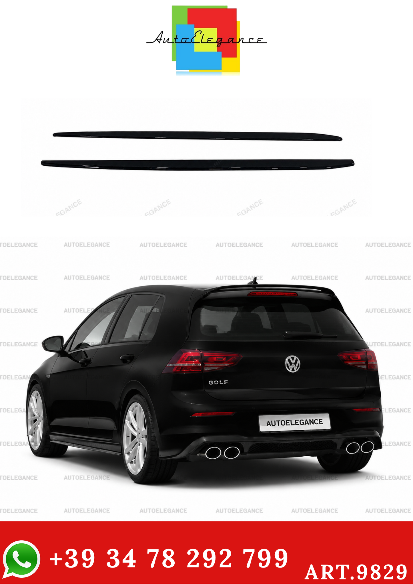 💫ART.9829 Sotto Minigonne Nero Lucido per Golf 7 2012-2020💫