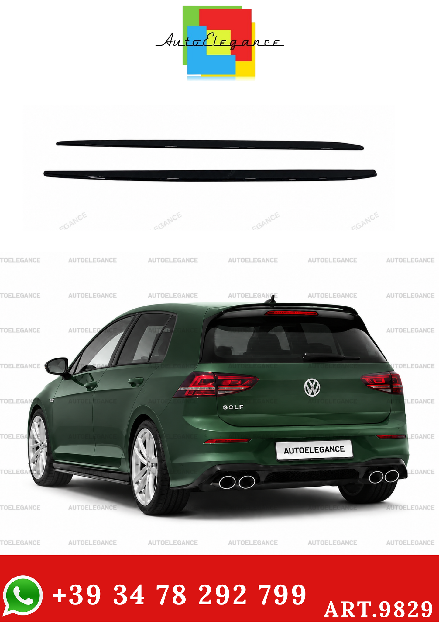 💫ART.9829 Sotto Minigonne Nero Lucido per Golf 7 2012-2020💫