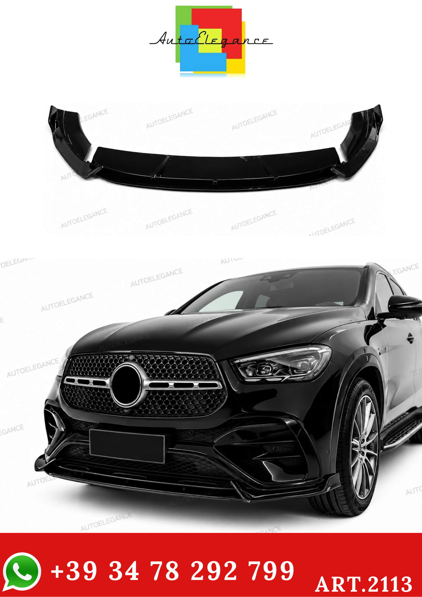 💫ART.2113 SPLITTER PER MERCEDES GLE W167 C167 AMG LOOK NERO LUCIDO💫