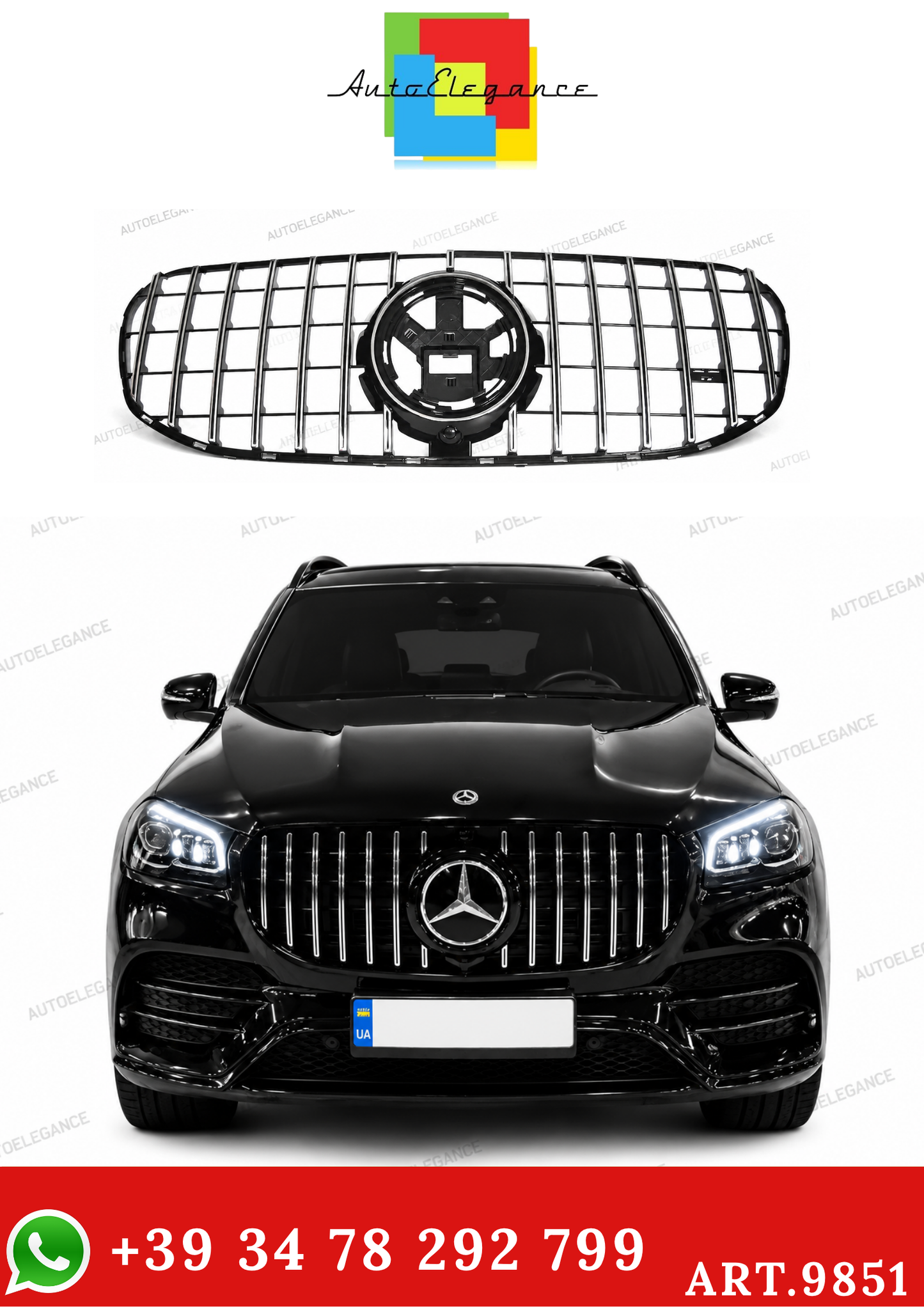 💫ART.9851 GRIGLIA SPORTIVA NERO CROMATA PER MERCEDES GLS X167 19-23💫