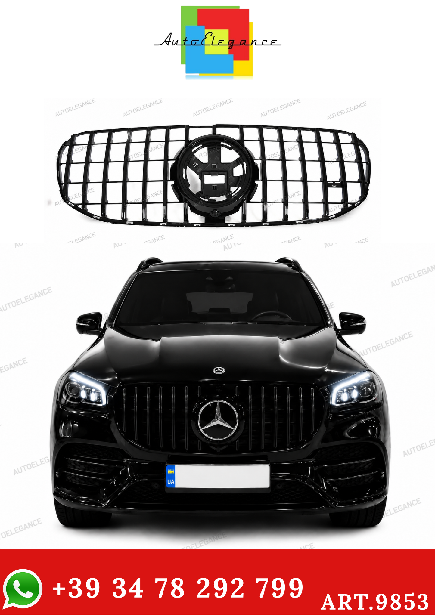 💫ART.9853 GRIGLIA SPORTIVA NERO CROMATA PER MERCEDES GLS X167 19-23💫