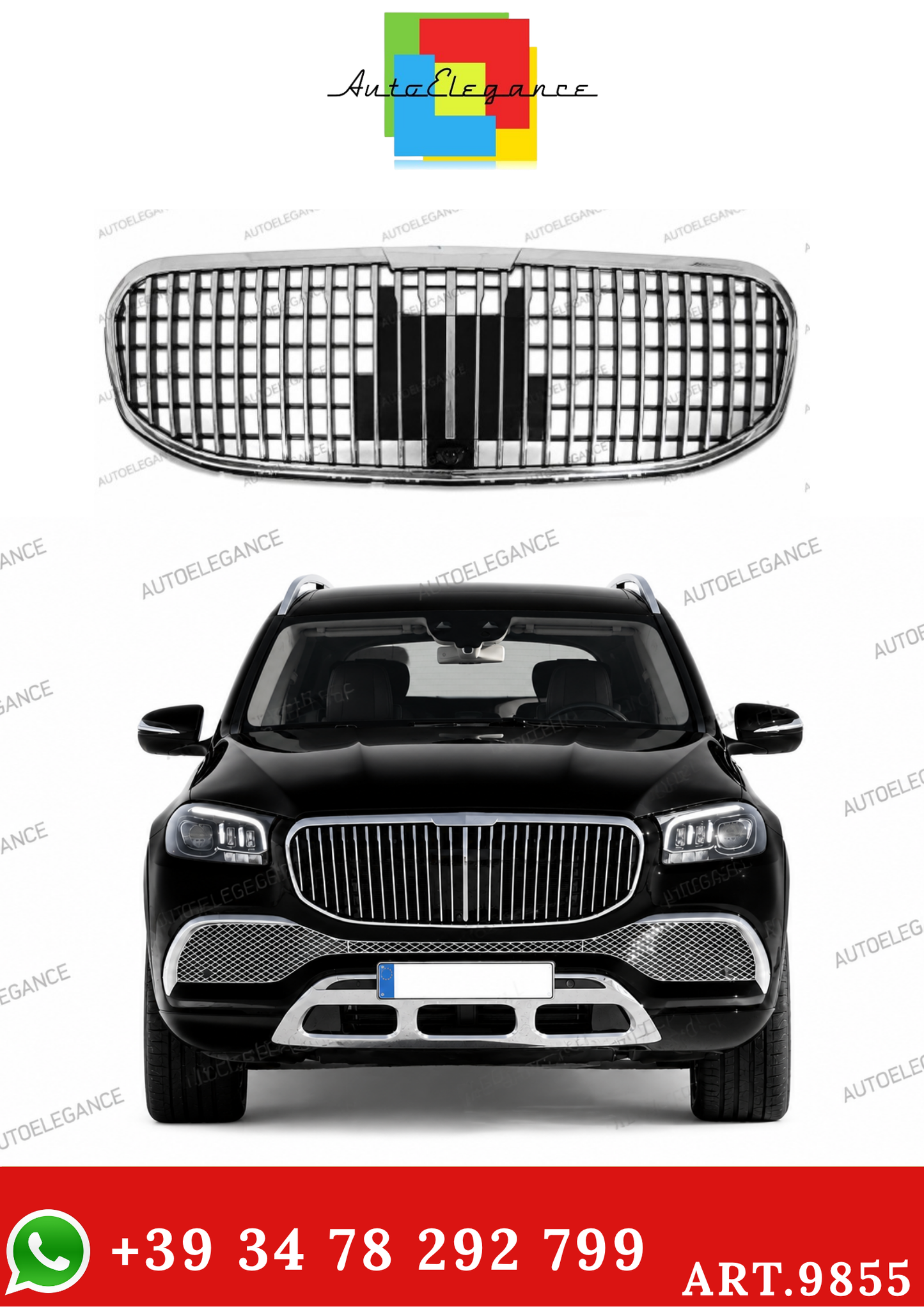 💫ART.9855 GRIGLIA NERO CROMATA PER MERCEDES GLS X167 2019-2023💫