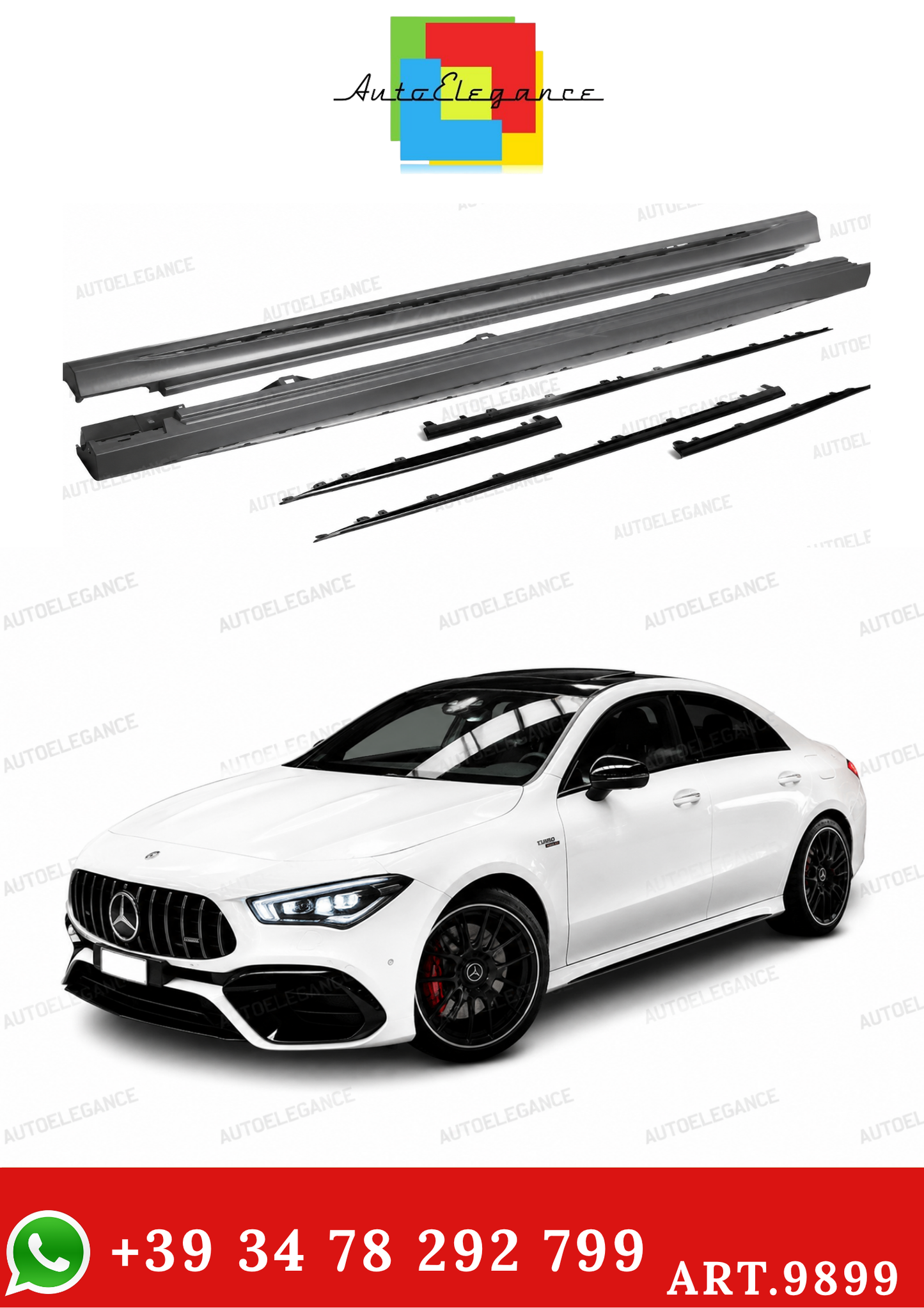 💫ART.9899 MINIGONNE LATERALI PER MERCEDES CLA W118 19-23 SPORTIVA💫