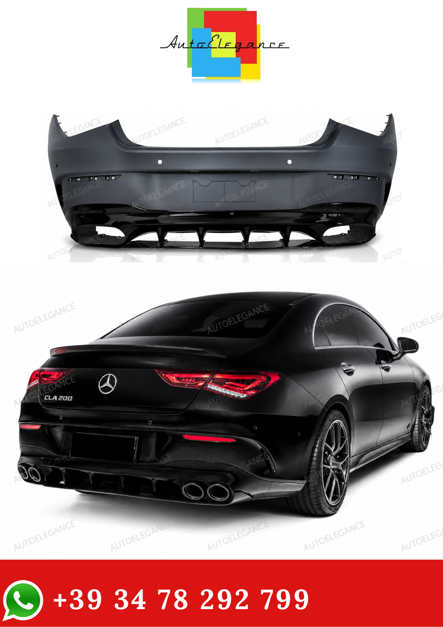 💫PARAURTI POSTERIORE CLA W118 2019-2023 LOOK CLA45S (NERO)💫