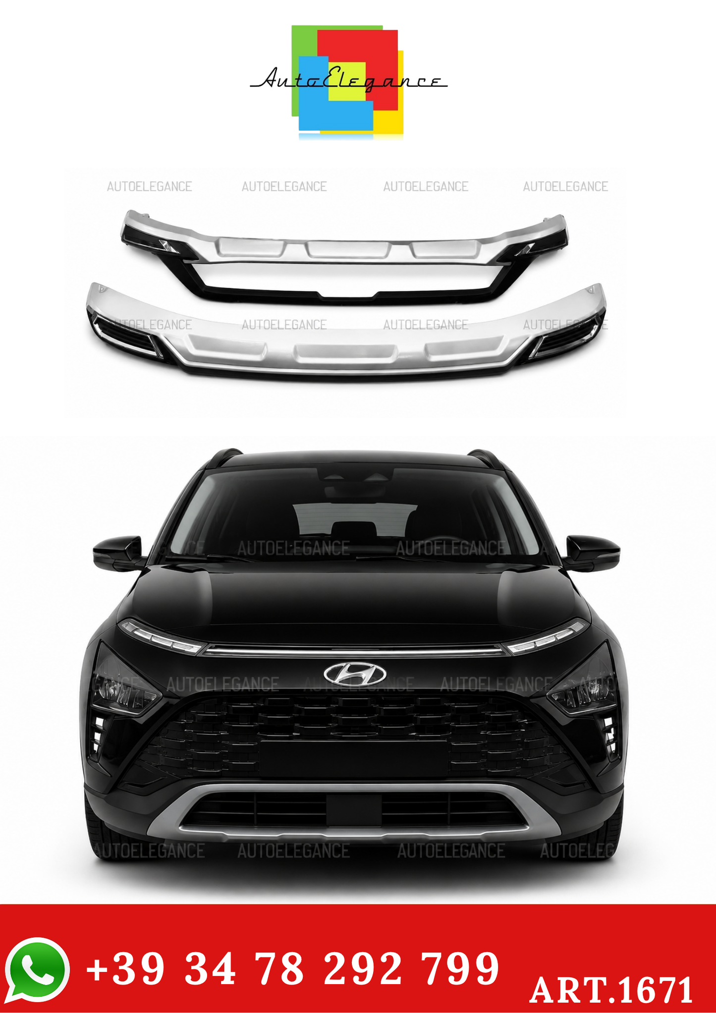 1671🔥KIT ADATTO PER HYUNDAI BAYON 1 2021+ LOOK LUXURY ANTERIORE + POSTERIORE🔥