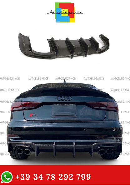 💫Diffusore Versione S3 Fibra di Carbonio per Audi A3 Berlina 2017-2020 💫