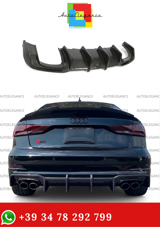 💫Diffusore Versione S3 Fibra di Carbonio per Audi A3 Berlina 2017-2020 💫