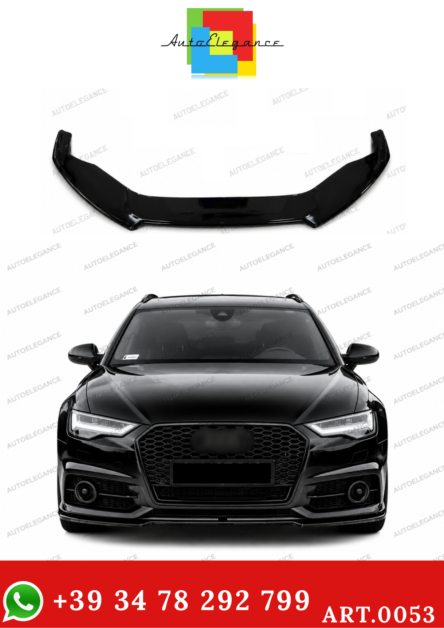 💫ART.0053 SPLITTER ANTERIORE PER AUDI A6 4G C7 LIP NERO LUCIDO ABS💫