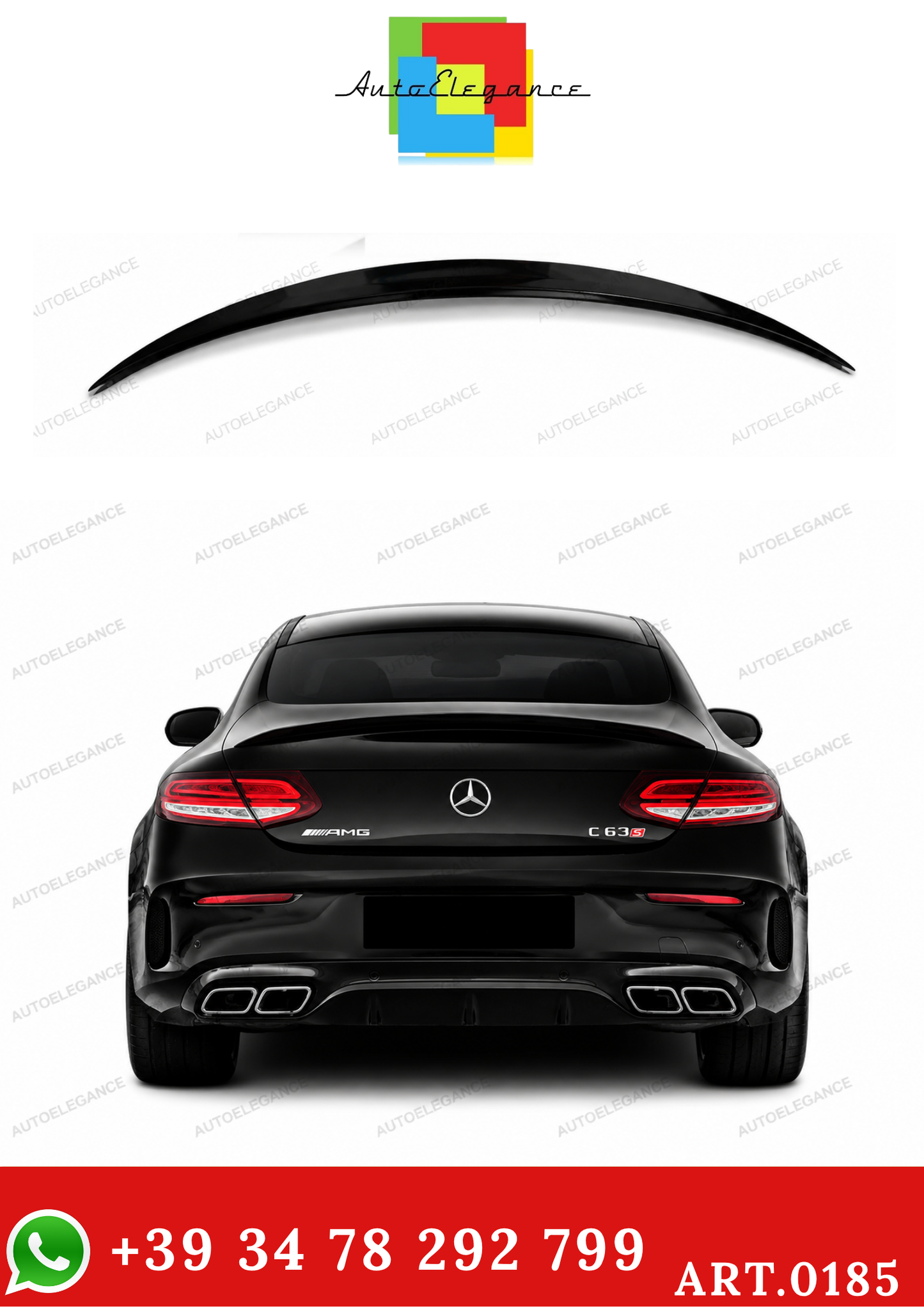 💫ART.0185 SPOILER POSTERIORE NERO LUCIDO MERCEDES CLASSE C C205 COUPE AMG💫