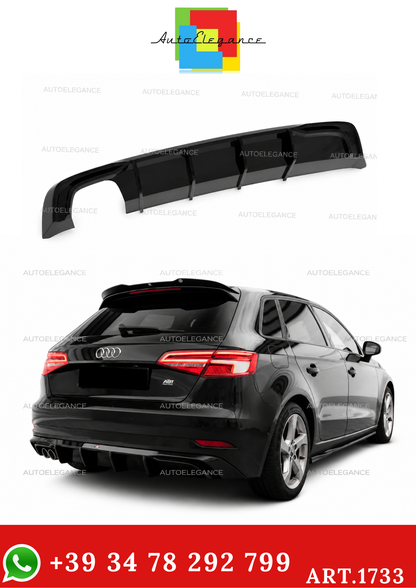 💫Diffusore RS3 per audi A3 8V 2017+ solo paraurti standard nero lucido💫