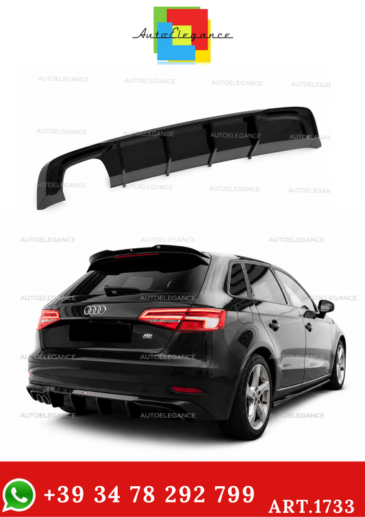 💫Diffusore RS3 per audi A3 8V 2017+ solo paraurti standard nero lucido💫