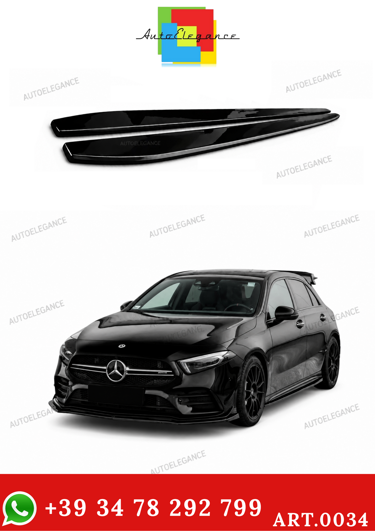 💫SOTTO MINIGONNE NERO LUCIDO PER MERCEDES CLASSE A W177💫