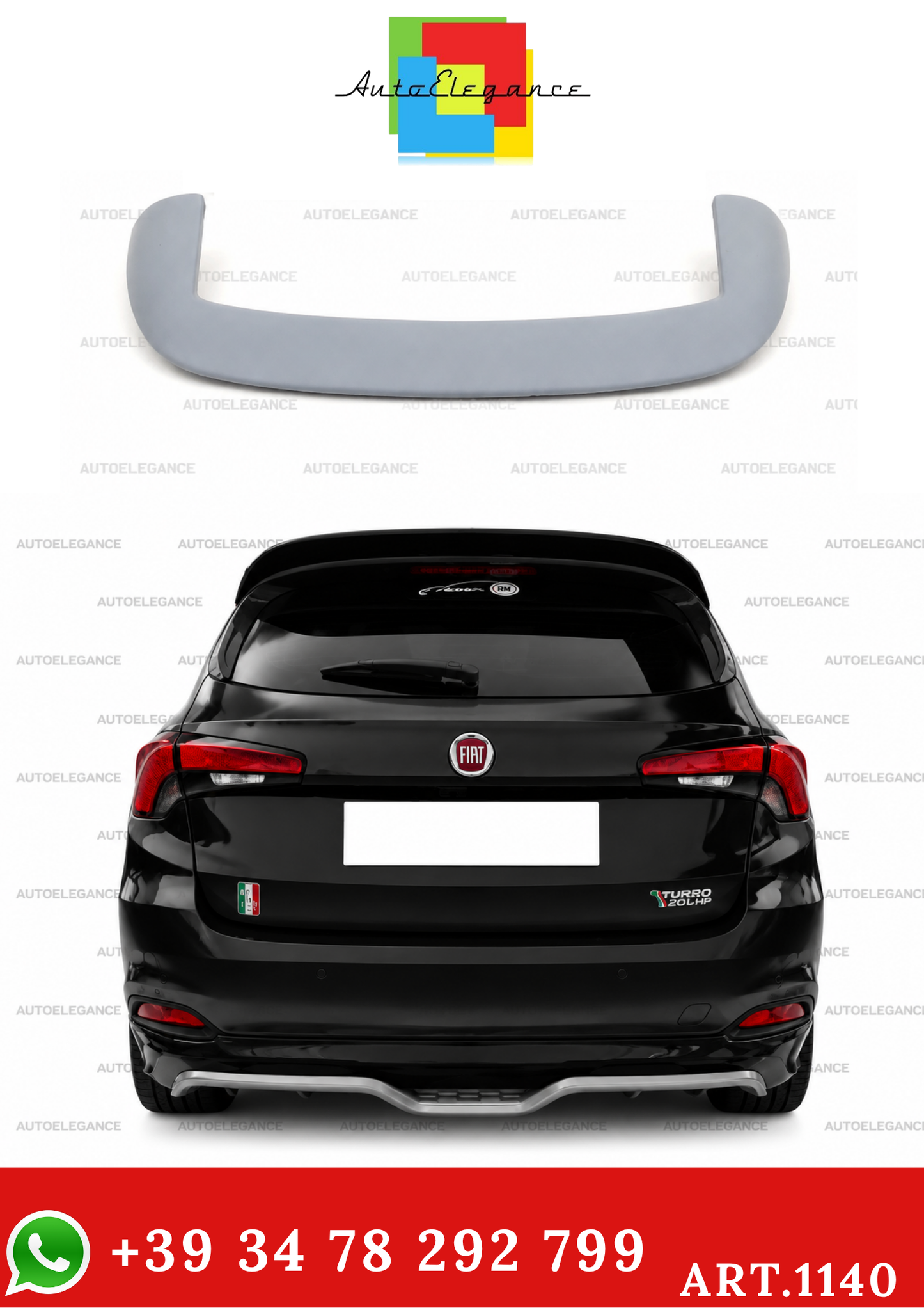 💫ART.1140 SPOILER TETTO LOOK SPORTIVO PER FIAT TIPO 2015+ (GREZZO)💫