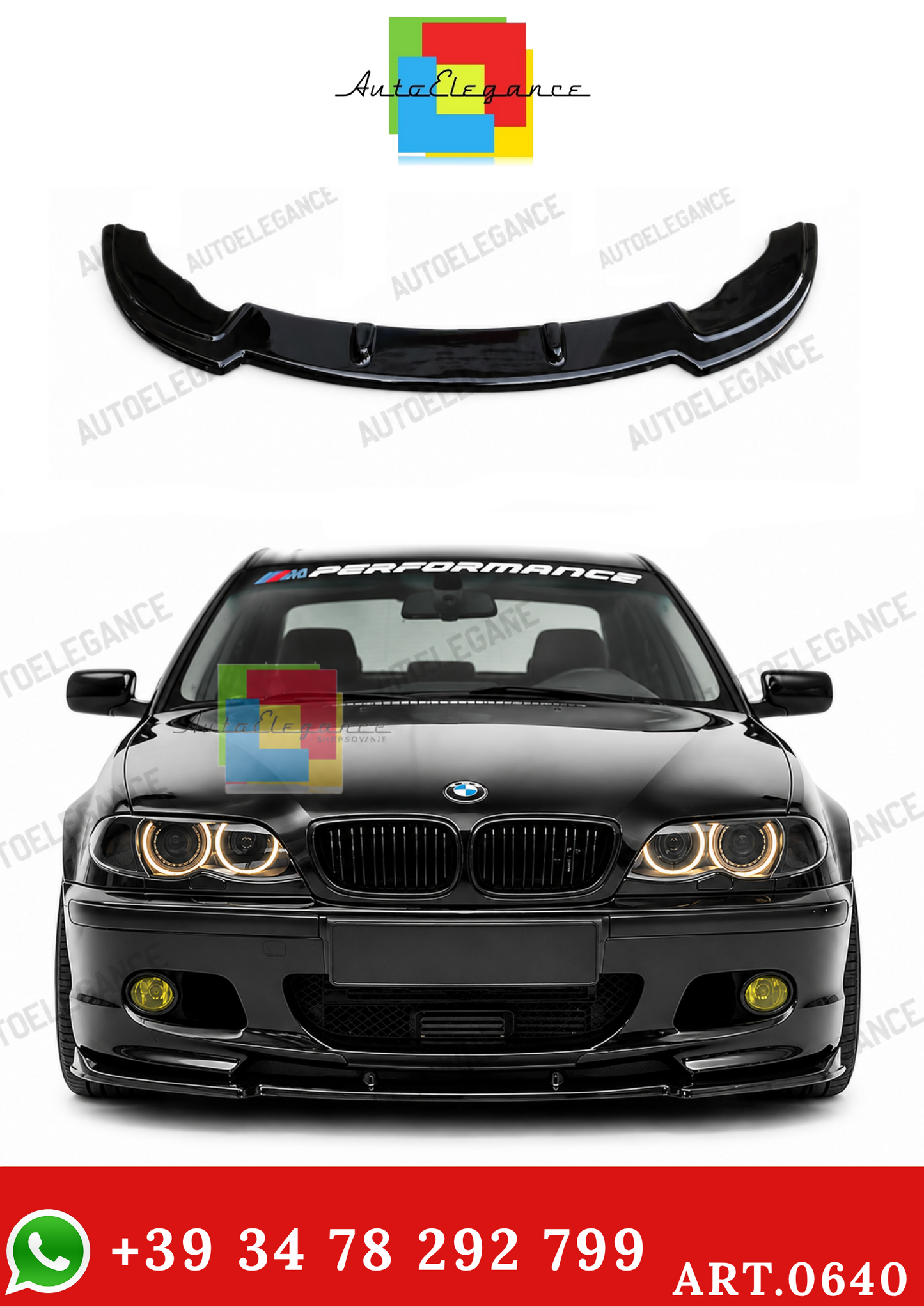 💫ART.0640 Splitter Anteriore Nero Lucido per BMW Série 3 E46 M3 ABS💫
