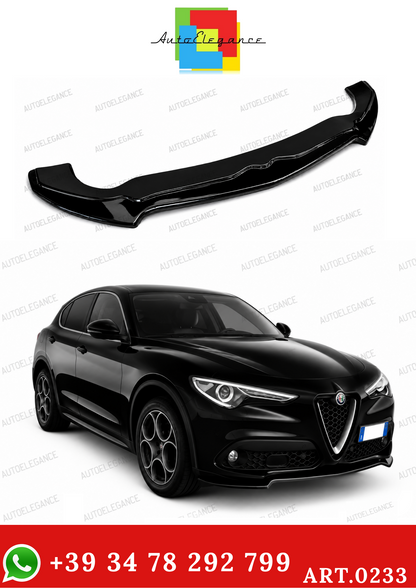 💫ART.0233 SPLITTER ANTERIORE NERO LUCIDO ABS PER ALFA ROMEO STELVIO💫