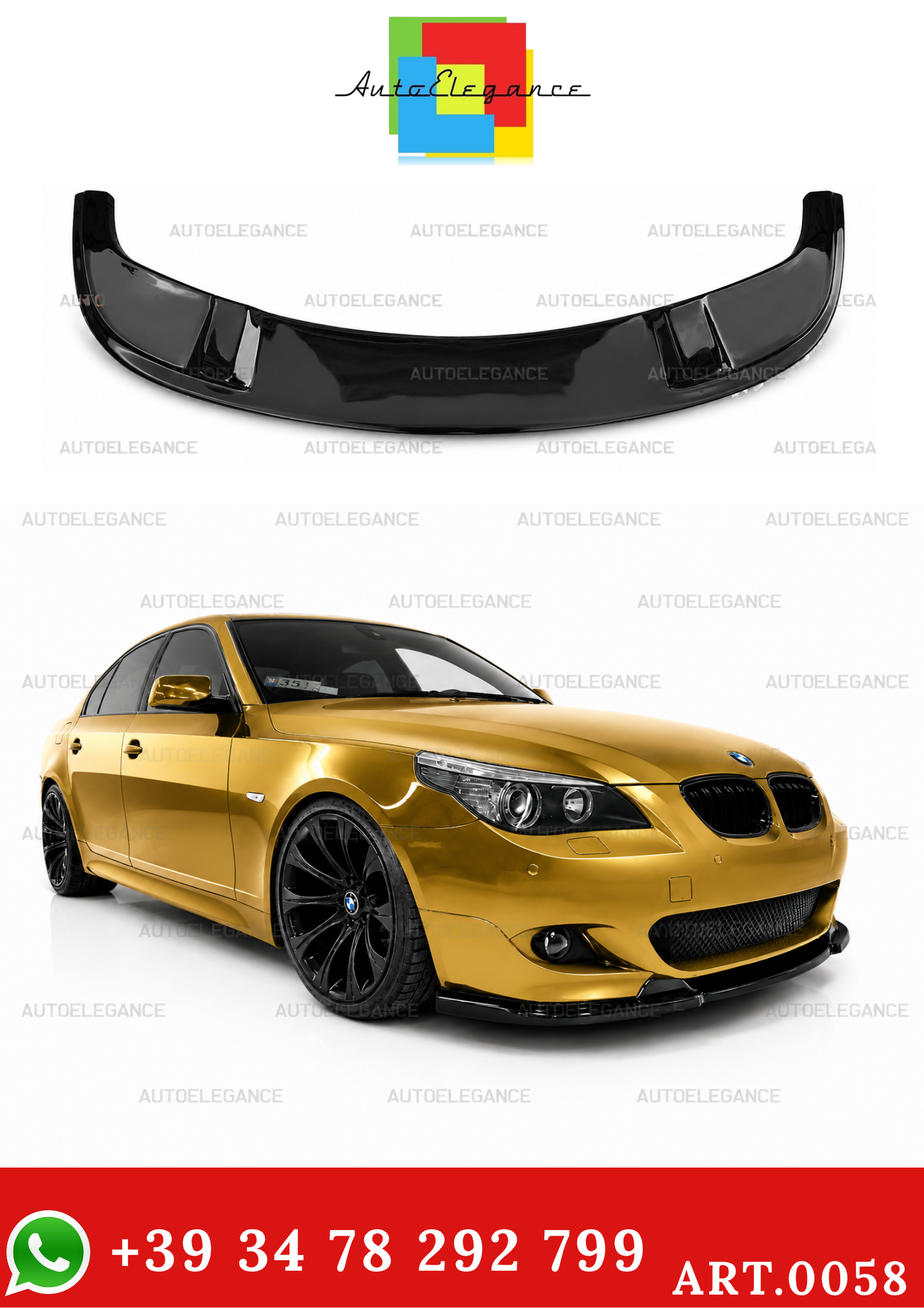0058🔥SPLITTER ANTERIORE ADATTO PER BMW SERIE 5 E60 E61 M TECH ABS NERO LAMA🔥