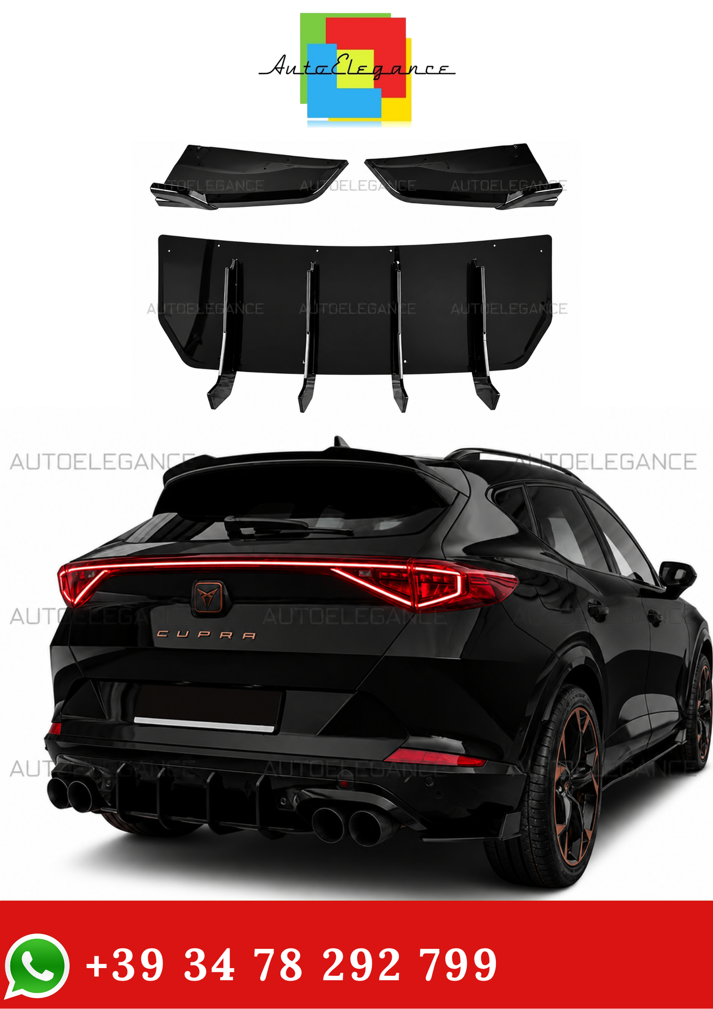 💫Splitter Posteriore + Flaps Nero Lucido Per Cupra Formentor MK1 2020-2024💫