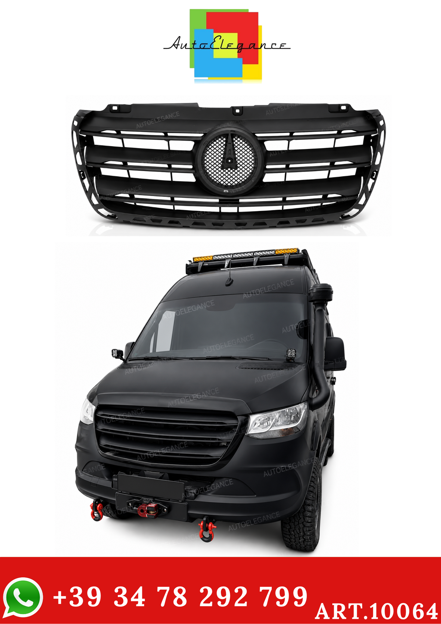 💫ART.10064 GRIGLIA SPORTIVA PER MERCEDES SPRINTER W907 2018- NERO OPACO💫