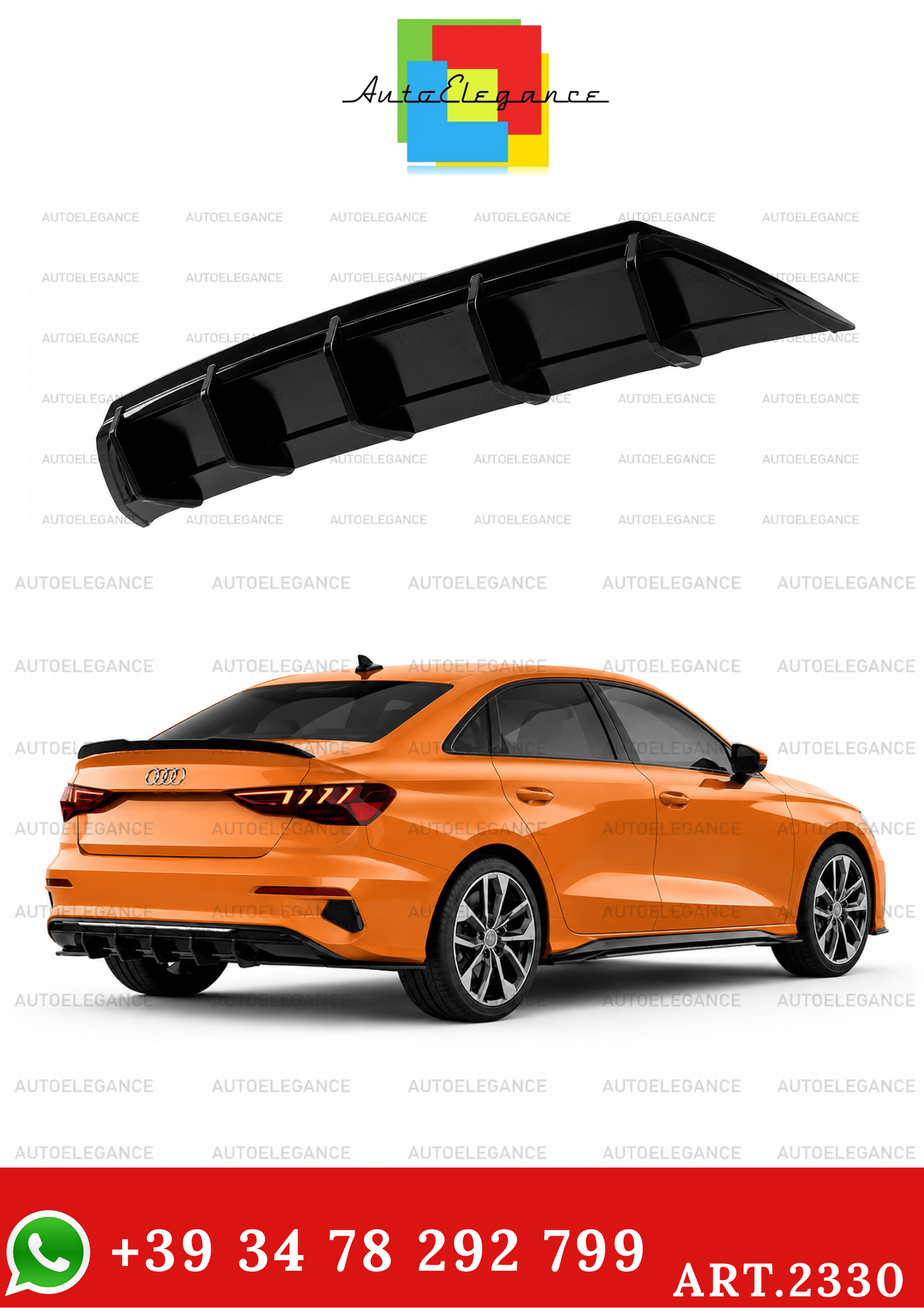 💫ART.2330  DIFFUSORE AUDI A3 8Y SEDAN SPORTBACK PRE FACELIFT 2020-2024💫