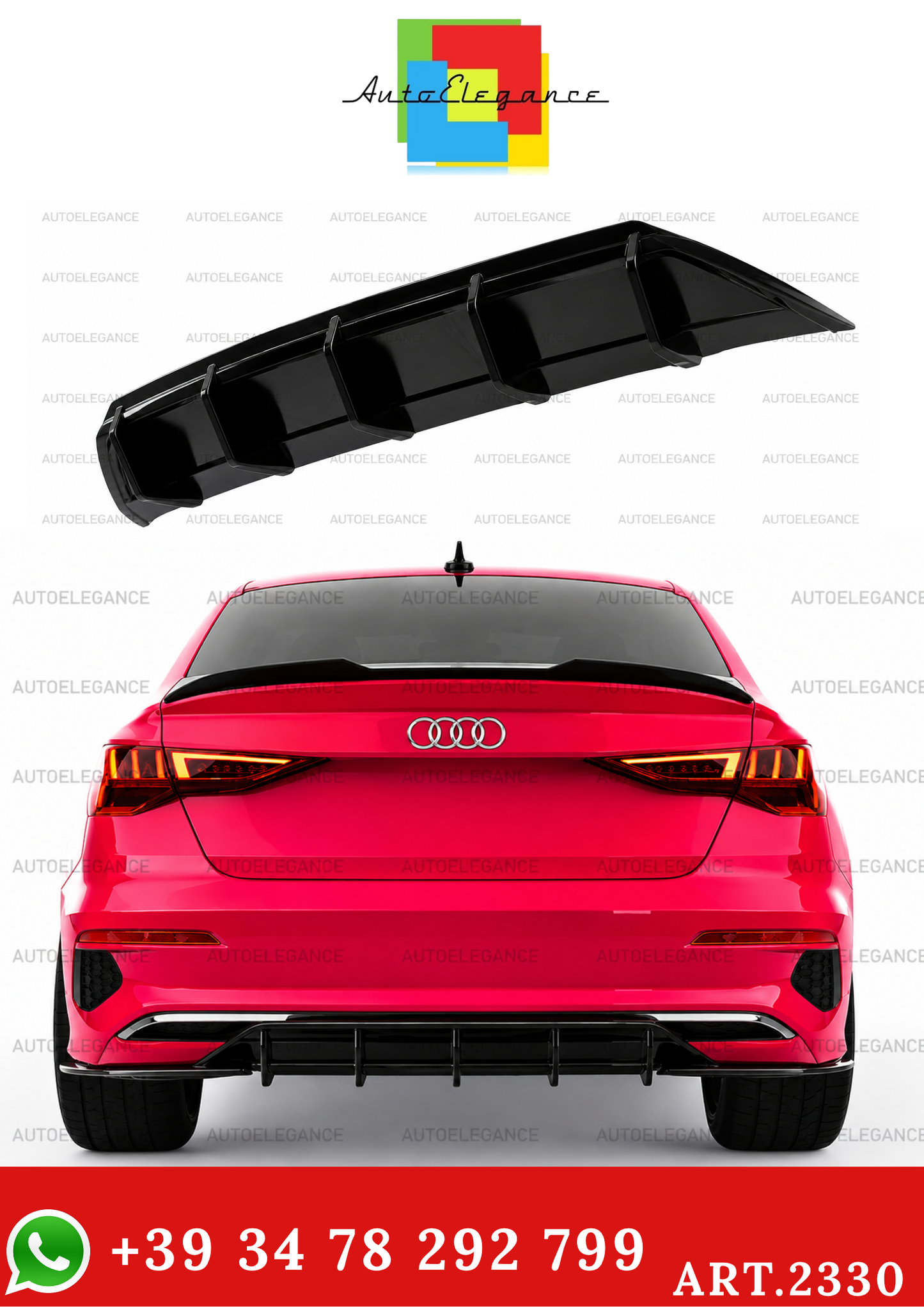 💫ART.2330  DIFFUSORE AUDI A3 8Y SEDAN SPORTBACK PRE FACELIFT 2020-2024💫