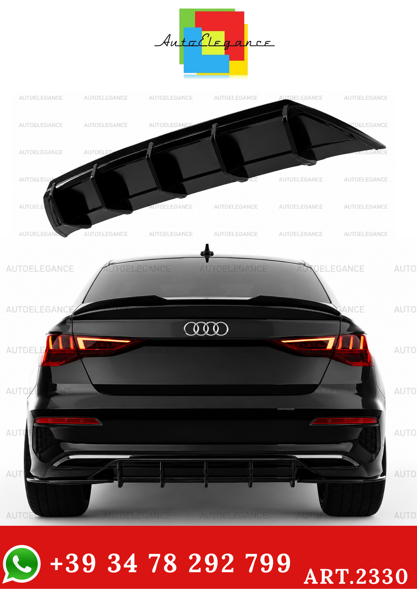 💫ART.2330  DIFFUSORE AUDI A3 8Y SEDAN SPORTBACK PRE FACELIFT 2020-2024💫