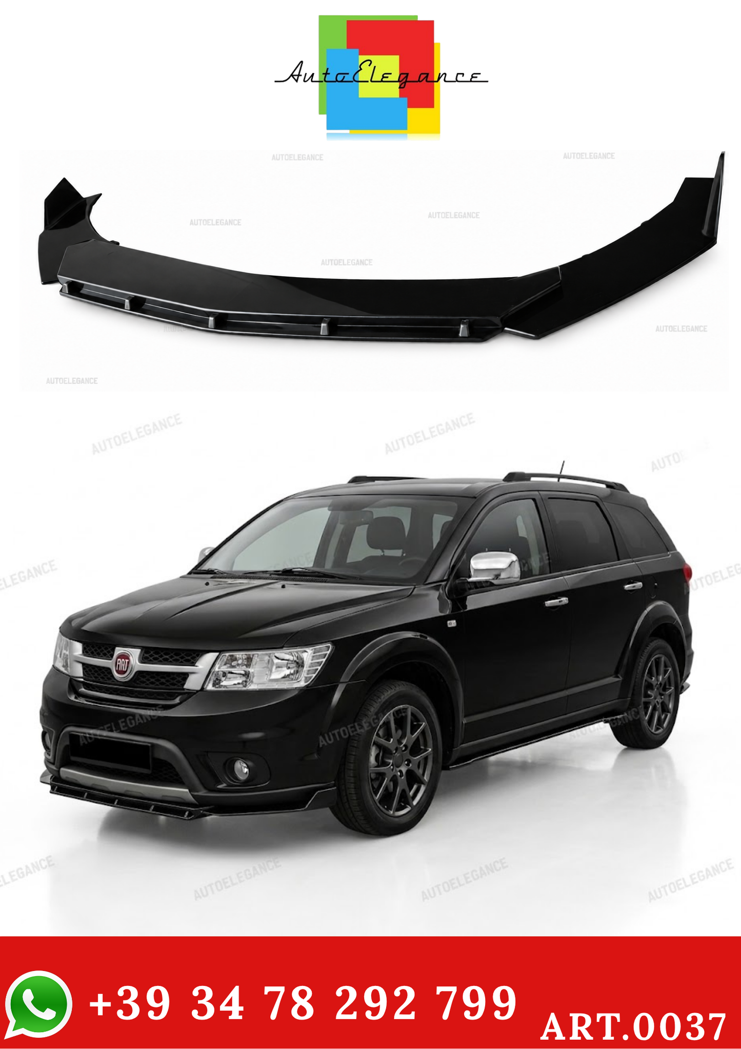 FIAT FREEMONT FRONT BUMPER SPLITTER GLOSSY BLACK RS LOOK