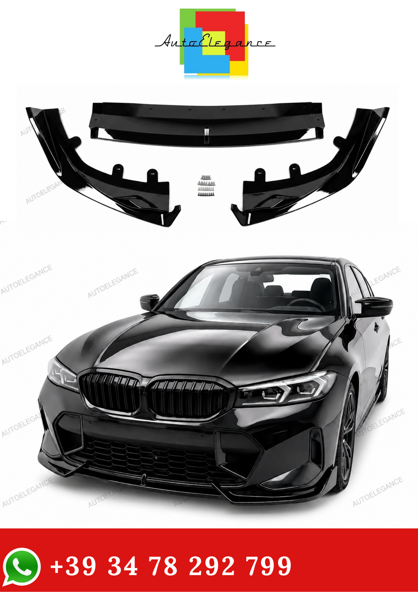 💫Splitter Anteriore per BMW Serie 3 G20 G21 LCI 2022-2026 Nero Lucido💫