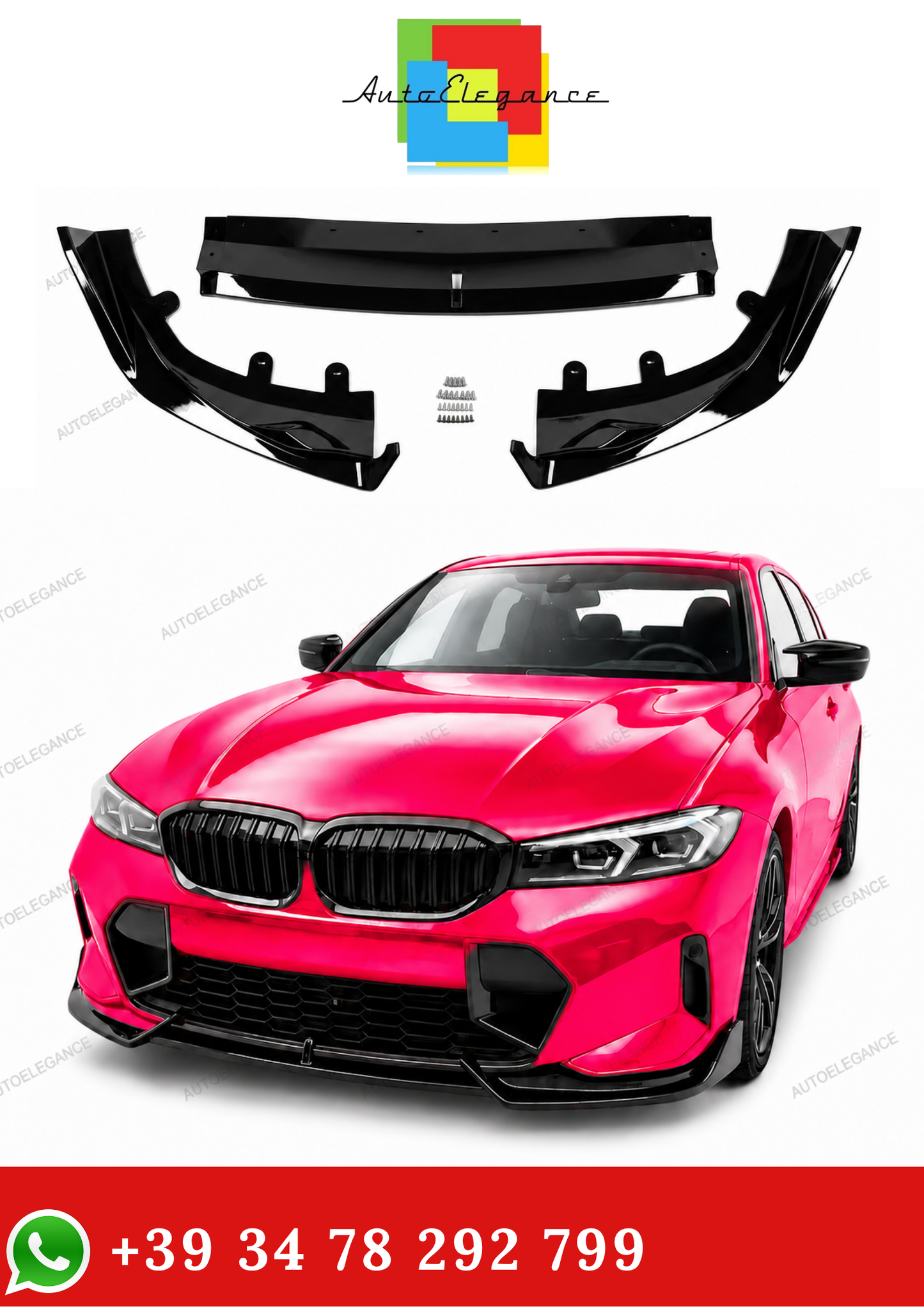 💫Splitter Anteriore per BMW Serie 3 G20 G21 LCI 2022-2026 Nero Lucido💫