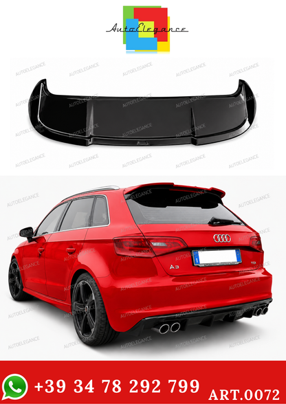 0072🔥SPOILER A3 8V 5D SPORTBACK 12-20 STANDARD LOOK RS3 NERO LUCIDO SOLO STAN🔥
