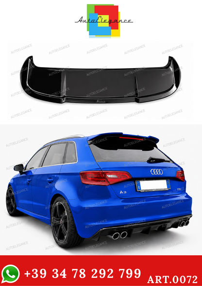 0072🔥SPOILER A3 8V 5D SPORTBACK 12-20 STANDARD LOOK RS3 NERO LUCIDO SOLO STAN🔥