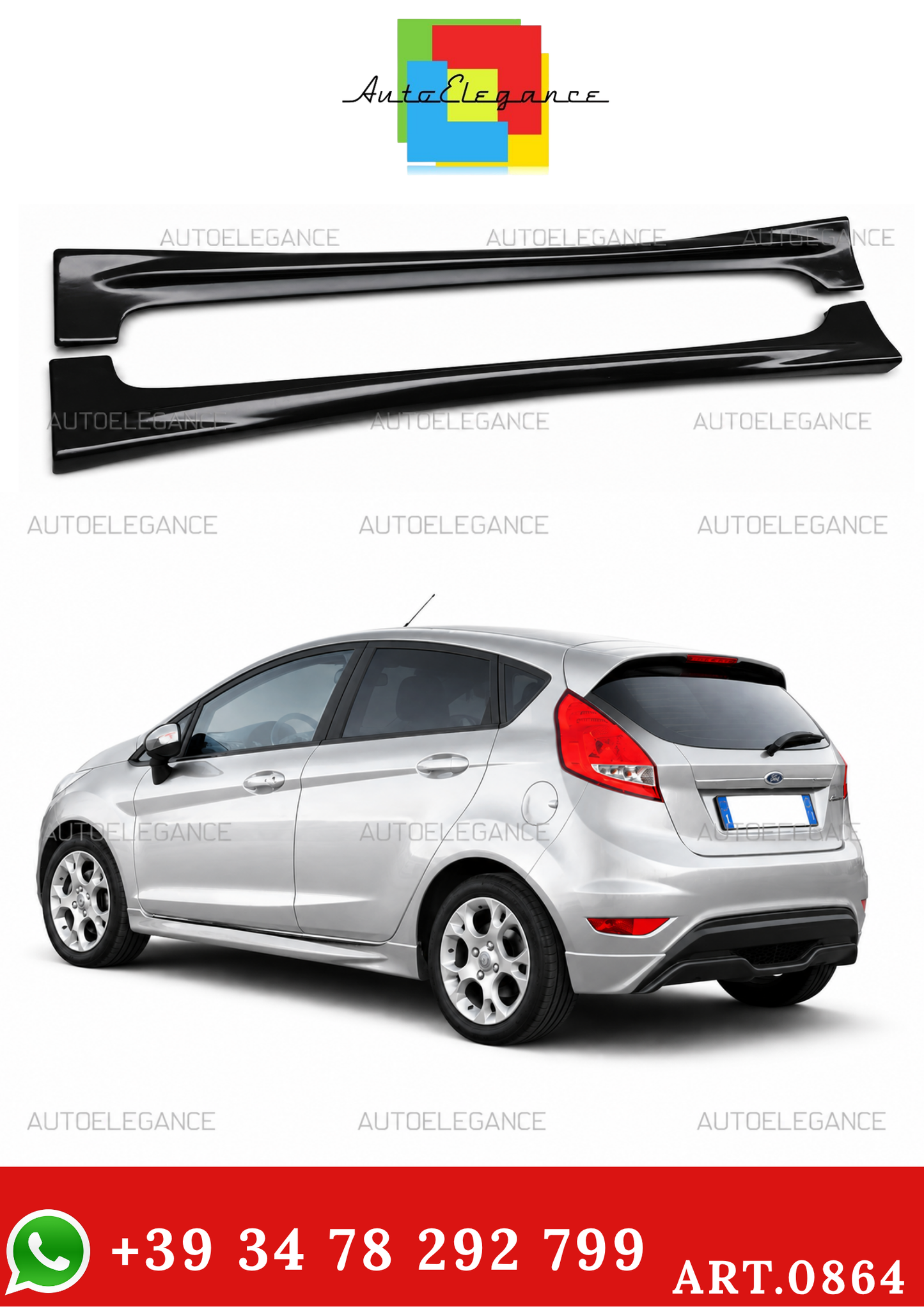 💫MINIGONNE LATERALI PER FORD FIESTA MK7 VI 2008-2018 LOOK ST ZETEC GREZZO💫
