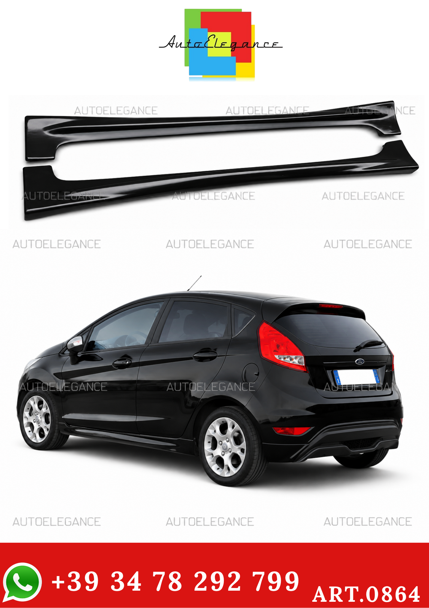💫MINIGONNE LATERALI PER FORD FIESTA MK7 VI 2008-2018 LOOK ST ZETEC GREZZO💫