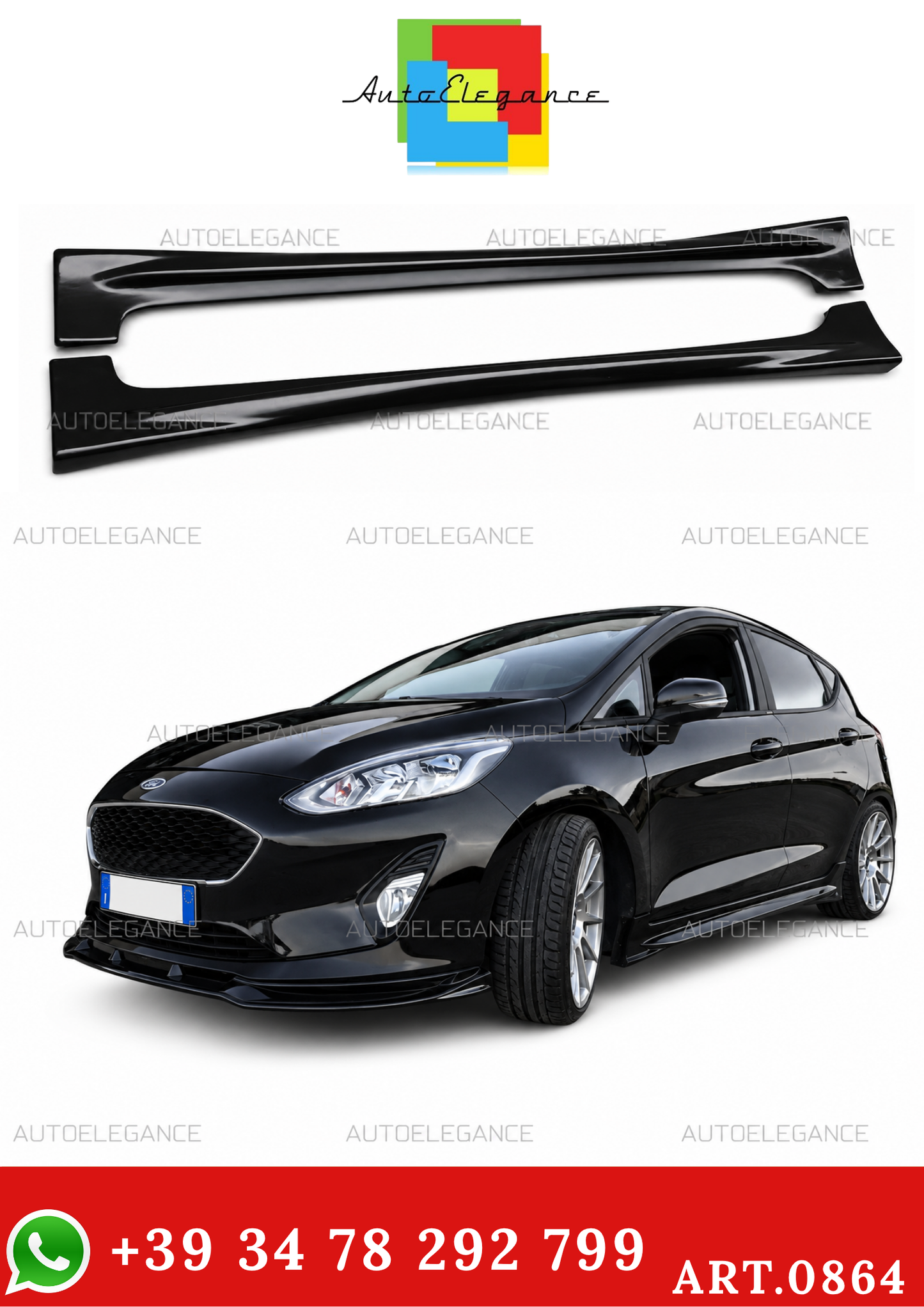 💫MINIGONNE LATERALI PER FORD FIESTA MK7 VI 2008-2018 LOOK ST ZETEC GREZZO💫