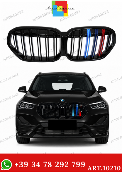 💫ART.10210 GRIGLIA BMW X1 F48 LCI 19-22 NERO LUCIDO TRICOLORE💫