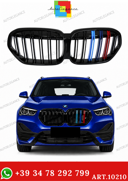 💫ART.10210 GRIGLIA BMW X1 F48 LCI 19-22 NERO LUCIDO TRICOLORE💫