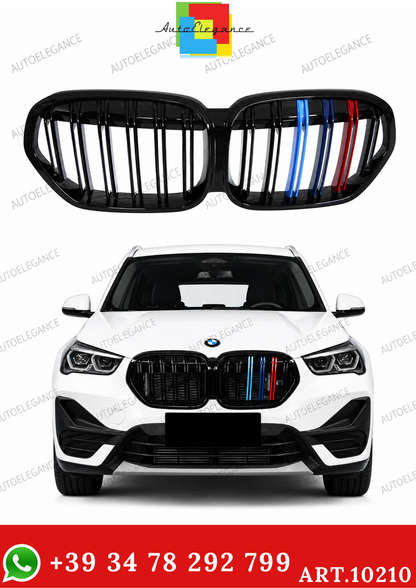 💫ART.10210 GRIGLIA BMW X1 F48 LCI 19-22 NERO LUCIDO TRICOLORE💫