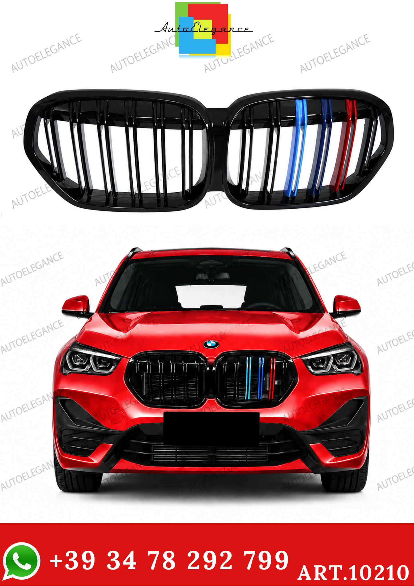 💫ART.10210 GRIGLIA BMW X1 F48 LCI 19-22 NERO LUCIDO TRICOLORE💫