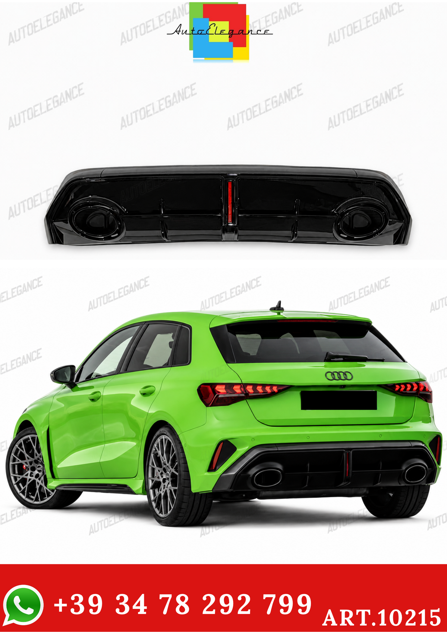 💫ART.10215 DIFFUSORE POSTERIORE PER AUDI A3 8Y 25- LOOK RS3💫