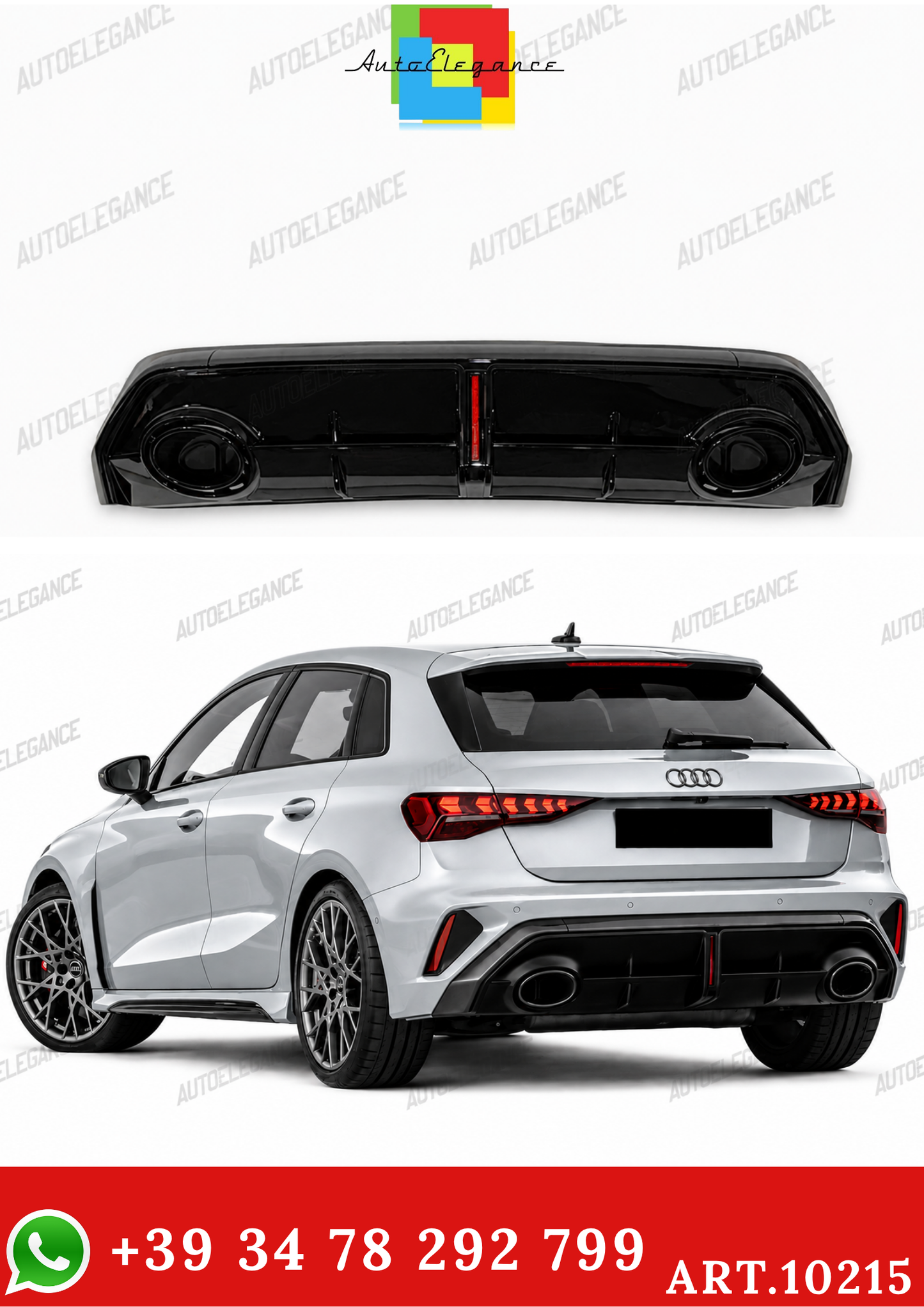 💫ART.10215 DIFFUSORE POSTERIORE PER AUDI A3 8Y 25- LOOK RS3💫