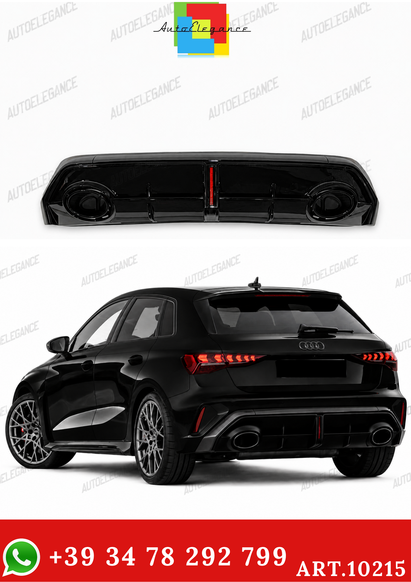 💫ART.10215 DIFFUSORE POSTERIORE PER AUDI A3 8Y 25- LOOK RS3💫