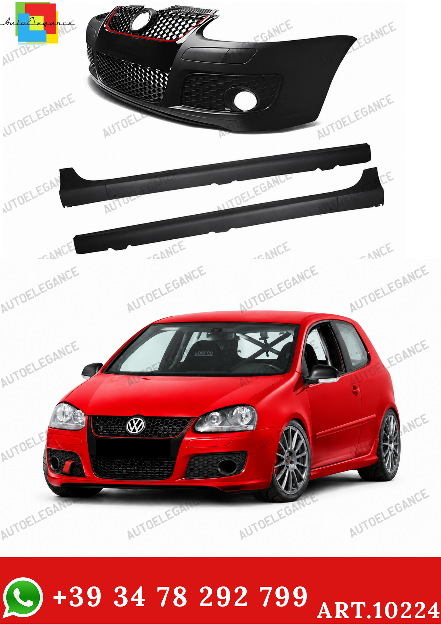 💫ART.10224 BODYKIT (PARAURTI + MINIGONNE) PER VW GOLF 5 LOOK GTI💫