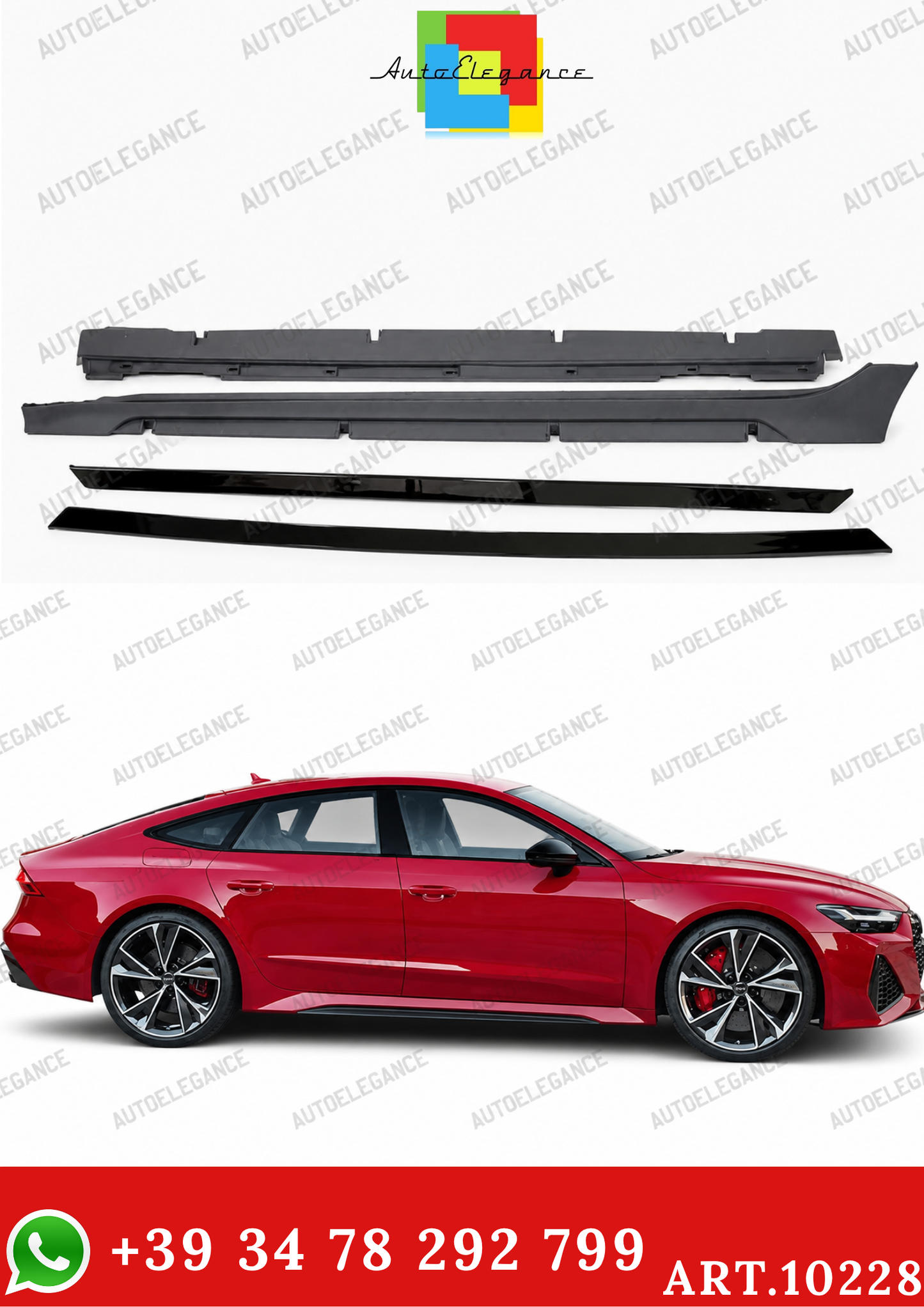 💫ART.10228 PROFILI LATERALI PER AUDI A7 18- LOOK RS7 IN ABS💫