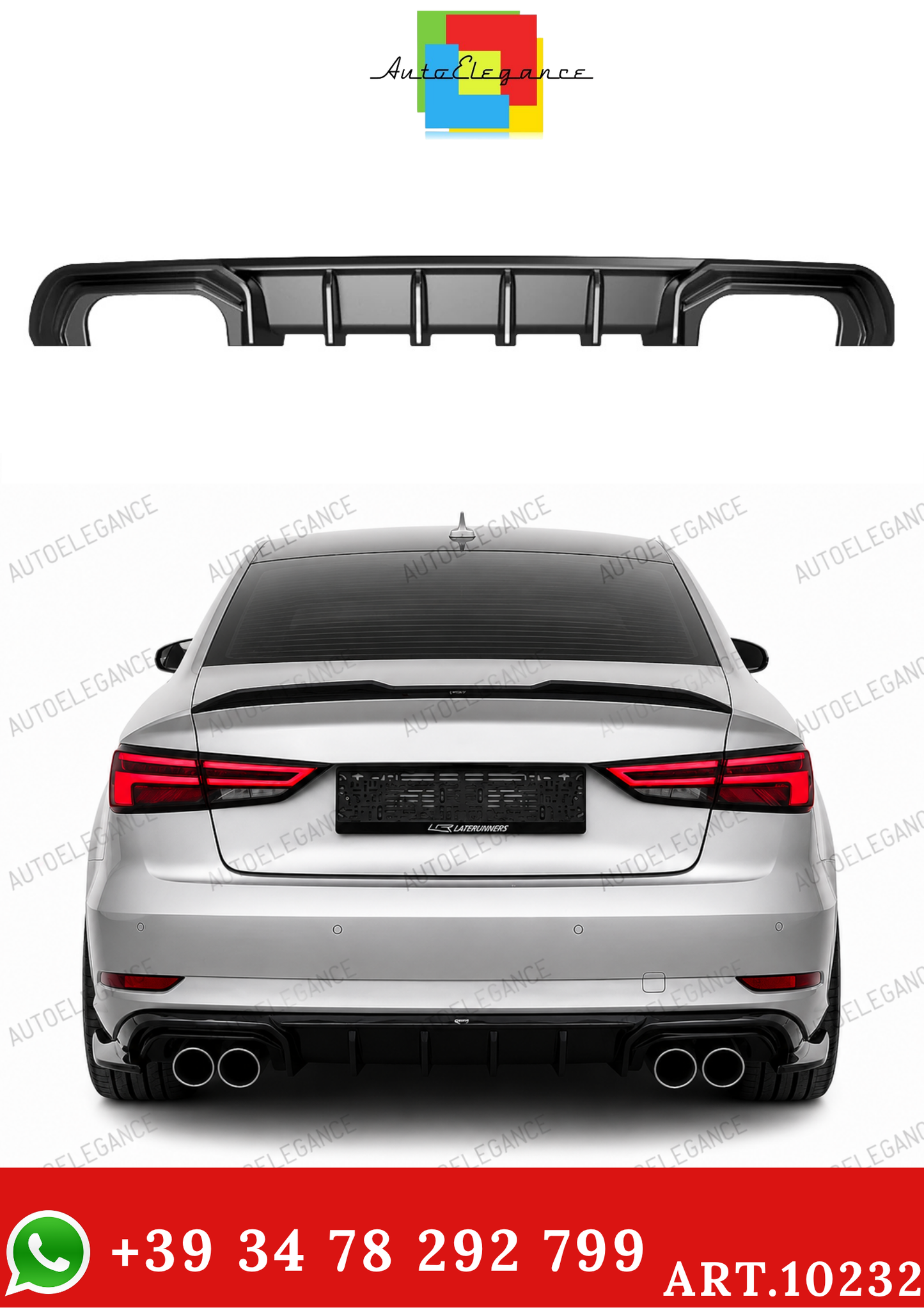💫ART.10232 Diffusore Posteriore per AUDI A3 Sedan 8V Facelift 2016-2020💫