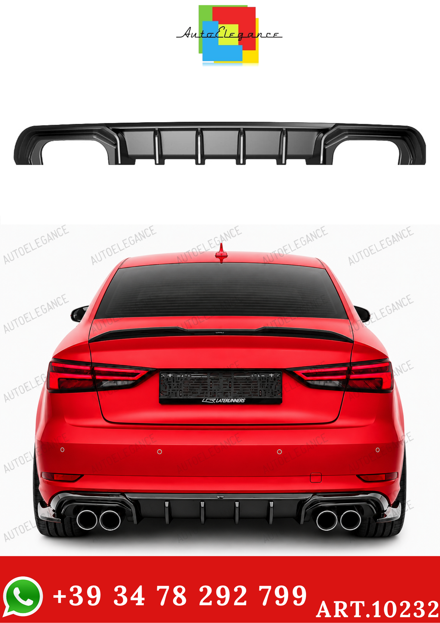 💫ART.10232 Diffusore Posteriore per AUDI A3 Sedan 8V Facelift 2016-2020💫