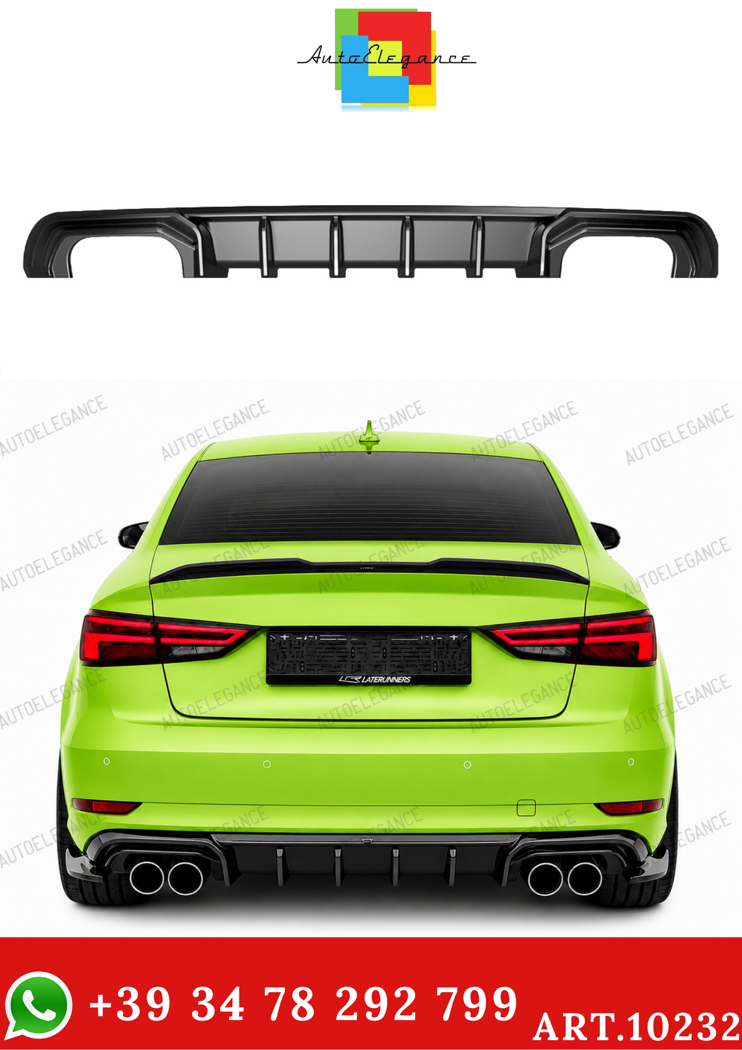 💫ART.10232 Diffusore Posteriore per AUDI A3 Sedan 8V Facelift 2016-2020💫