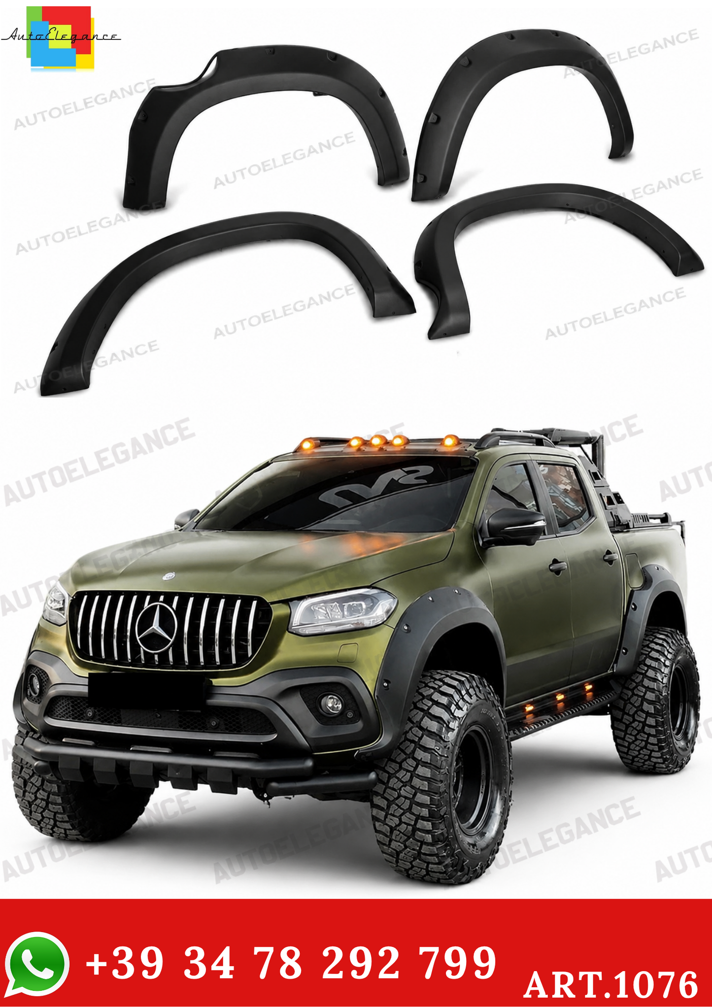ART. 1076 PARAFANGHI MERCEDES CLASSE X W470 2017+ NERO OPACO
