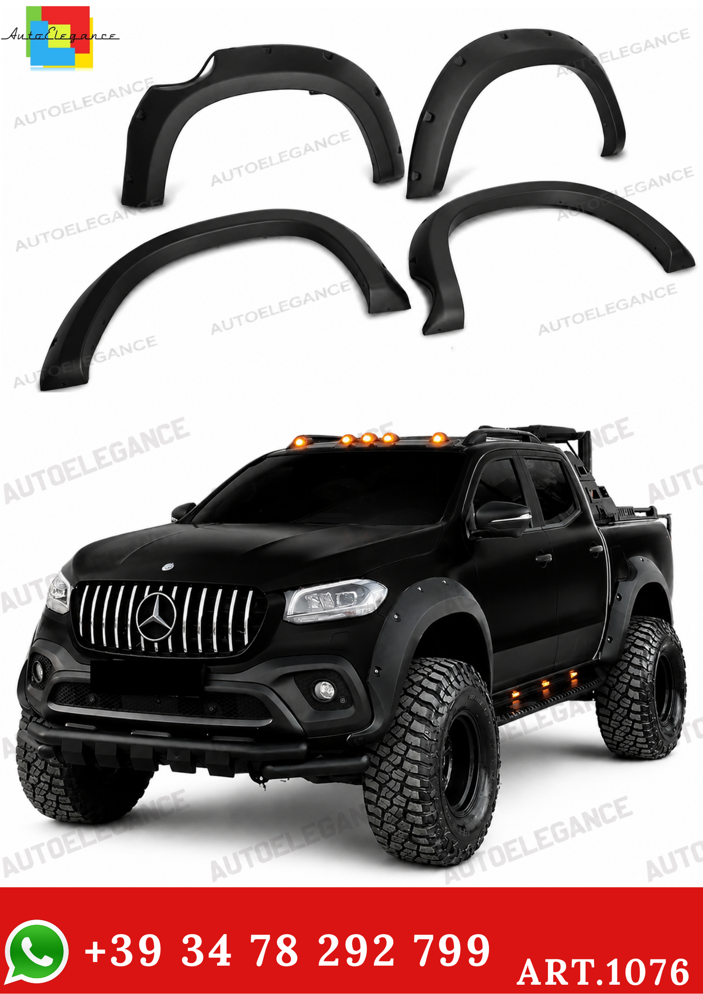 ART. 1076 PARAFANGHI MERCEDES CLASSE X W470 2017+ NERO OPACO